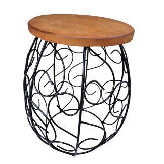 Banco Barril Com Arabesco Em Ferro E Madeira